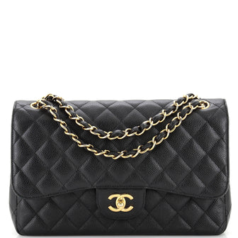 Chanel Classic Double Flap Bag Quilted Caviar Jumbo