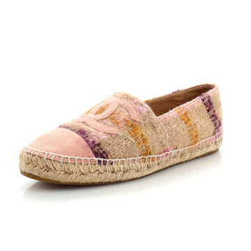 Chanel Women's CC Cap Toe Espadrilles Tweed