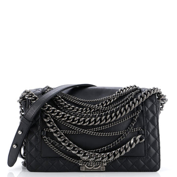 Chanel Boy Flap Bag Enchained Lambskin New Medium