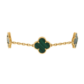 Van Cleef & Arpels Vintage Alhambra 5 Motifs Bracelet 18K Yellow Gold and Malachite