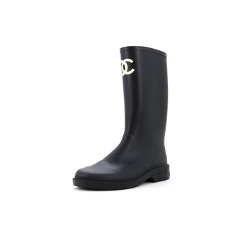 Chanel Caoutchouk CC High Rain Boots Rubber