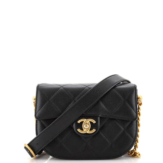 Chanel Moon Flap Messenger Bag Quilted Caviar Small