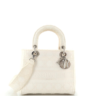 Christian Dior Lady D-Lite Bag Cannage Embroidered Canvas Medium