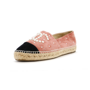 Chanel Women's CC Cap Toe Espadrilles Embellished Suede
