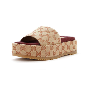 Gucci Women's Angelina Platform Slide Sandals GG Canvas