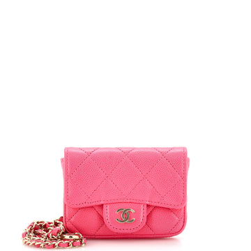 Chanel Classic Flap Charm Chain Belt Bag Quilted Caviar Mini