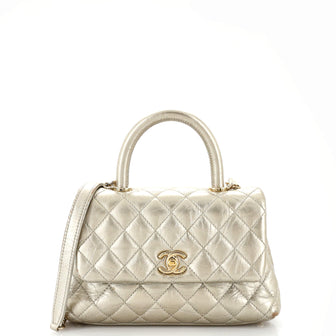 Chanel Coco Top Handle Bag Quilted Aged Calfskin Mini