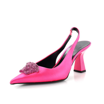 Versace Women's La Medusa Slingback Pumps Satin with Crystals