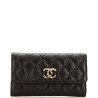 Chanel Cutout CC Flap Wallet Quilted Caviar Long
