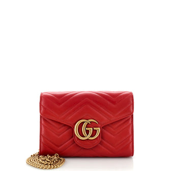 Gucci GG Marmont Chain Wallet Matelasse Leather Mini