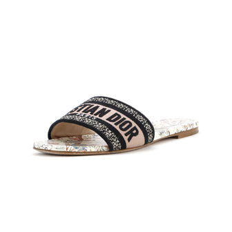 Christian Dior Women's Dway Flat Sandals Embroidered Canvas