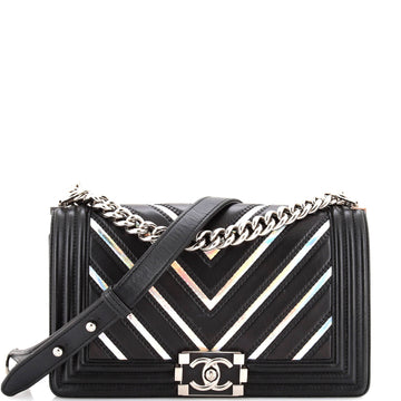 Chanel Boy Flap Bag Chevron Lambskin with Holographic PVC Old Medium