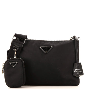 Prada Re-Edition 2000 Double Zip Shoulder Bag Tessuto Small