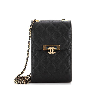 Chanel Golden Class Phone Holder Crossbody Bag Quilted Caviar
