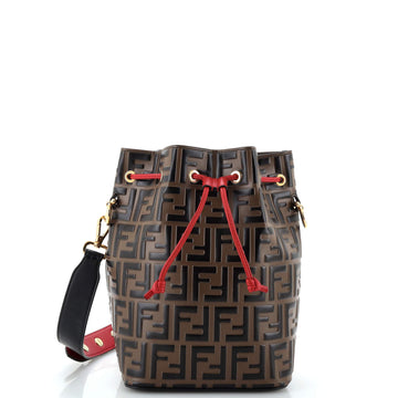 Fendi Mon Tresor Bucket Bag Zucca Embossed Leather Small