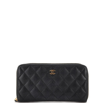 Chanel Zip Around Wallet Quilted Caviar Long