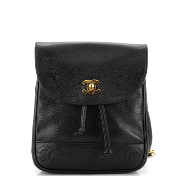 Chanel Vintage Triple Stitched CC Flap Backpack Caviar Small