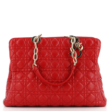 Christian Dior Soft Zipped Shopping Tote Cannage Quilt Lambskin Large