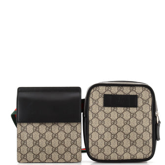 Gucci Double Web Belt Bag GG Coated Canvas with Leather