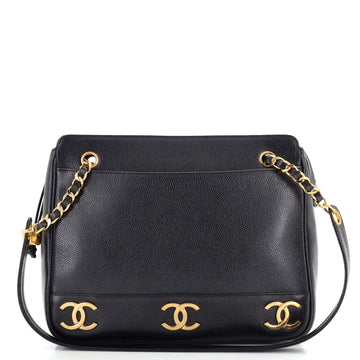Chanel Vintage Metal CC Shoulder Bag Caviar Small
