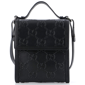 Gucci Flap Crossbody Bag GG Embossed Perforated Leather Small