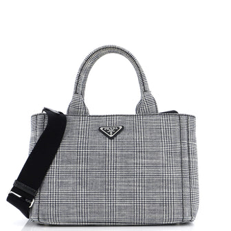 Prada Canapa Convertible Tote Printed Jacquard Mini