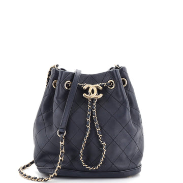 Chanel CC Drawstring Bucket Bag Quilted Calfskin Small