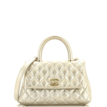 Chanel Coco Top Handle Bag Quilted Aged Calfskin Mini