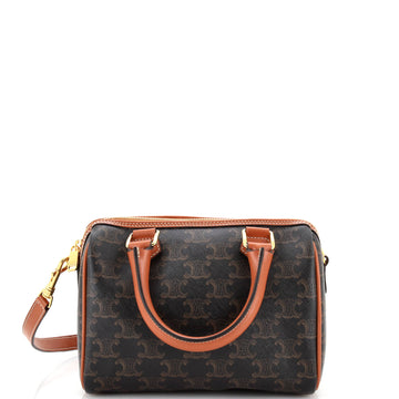 Celine Boston Bag Triomphe Coated Canvas Small