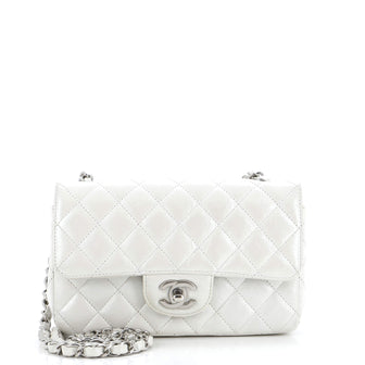Chanel Classic Single Flap Bag Quilted Iridescent Crumpled Calfskin Mini