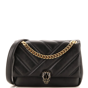 Bvlgari Serpenti Cabochon Shoulder Bag Diagonal Quilted Leather Small