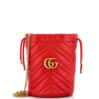 Gucci GG Marmont Bucket Bag Matelasse Leather Mini