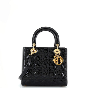 Christian Dior Vintage Lady Dior Bag Cannage Quilt Patent Medium
