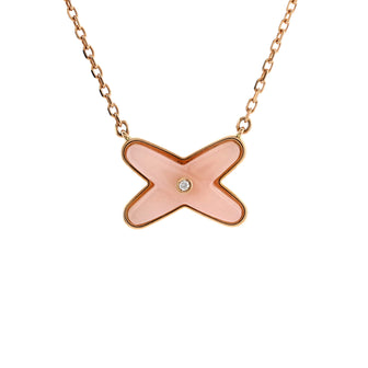 Chaumet Jeux de Liens Pendant Necklace 18K Rose Gold with Pink Opal and Diamond
