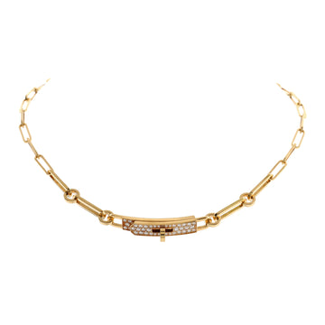 Hermes Kelly Chaine Choker Necklace 18K Yellow Gold and Pave Diamonds Small