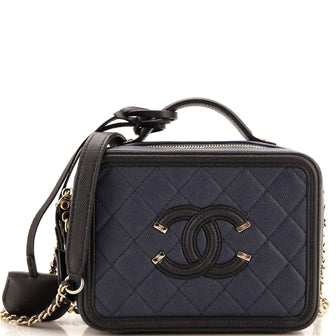 Chanel Filigree Vanity Case Quilted Caviar Medium