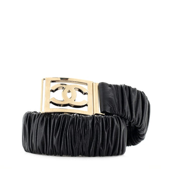 Chanel CC Square Buckle Elastic Belt Leather Wide