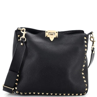 Valentino Garavani Rockstud Flip Lock Messenger Bag Leather Small
