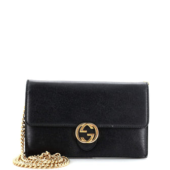 Gucci Interlocking Wallet on Chain Leather
