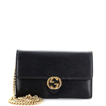 Gucci Interlocking Wallet on Chain Leather