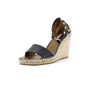 Valentino Garavani Women's Rockstud Ankle Strap Double Wedge Sandals Leather