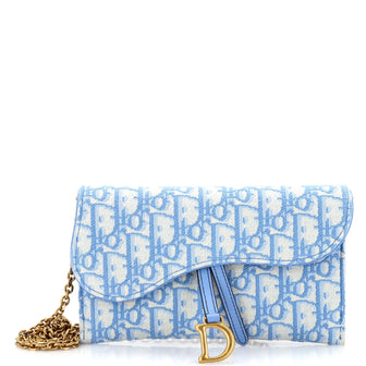 Christian Dior Saddle Chain Wallet Oblique Canvas