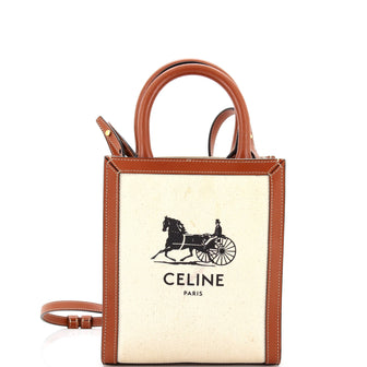 Celine Vertical Cabas Tote Canvas with Leather Mini