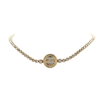 Chanel CC Round Button Choker Necklace Metal with Crystals