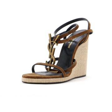 Saint Laurent Women's Cassandra Wedge Espadrilles Suede