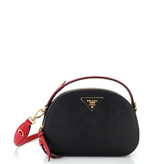 Prada Odette Top Handle Bag Saffiano Leather with Crocodile Small