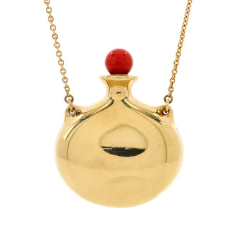 Tiffany & Co. Elsa Peretti Bottle Pendant Necklace 18k Yellow Gold with Coral