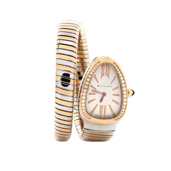 Bvlgari Serpenti Tubogas Single Spiral Quartz Watch Stainless Steel and Rose Gold with Diamond Bezel 23