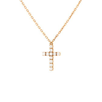 Cartier Cross Pendant Necklace 18K Rose Gold with Diamonds