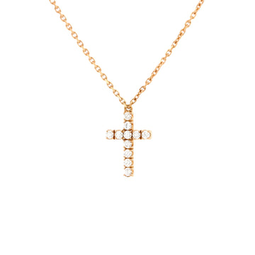 Cartier Cross Pendant Necklace 18K Rose Gold with Diamonds
